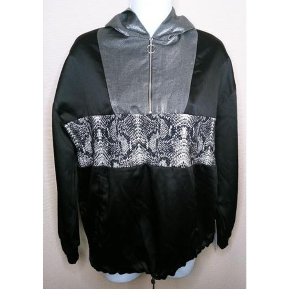 Zara basic snake print metallic satin hoodie jacket size xs Y2K streetwear boho